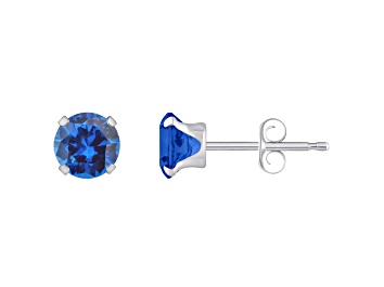 Picture of 5mm Round Lab Created Sapphire Rhodium Over 10k White Gold Stud Earrings