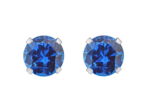 5mm Round Lab Created Sapphire Rhodium Over 10k White Gold Stud Earrings