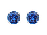 5mm Round Lab Created Sapphire Rhodium Over 10k White Gold Stud Earrings