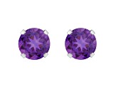 5mm Round Amethyst Rhodium Over 10k White Gold Stud Earrings