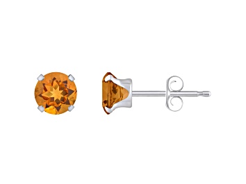 Picture of 5mm Round Citrine Rhodium Over 10k White Gold Stud Earrings