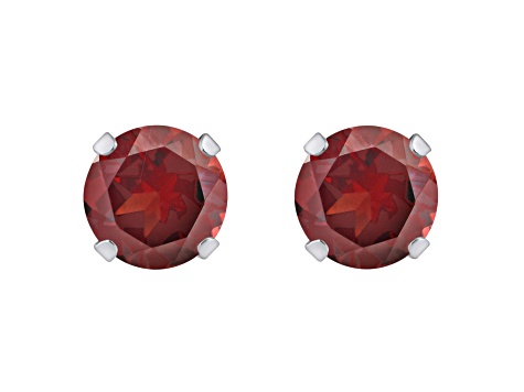 5mm Round Garnet Rhodium Over 10k White Gold Stud Earrings