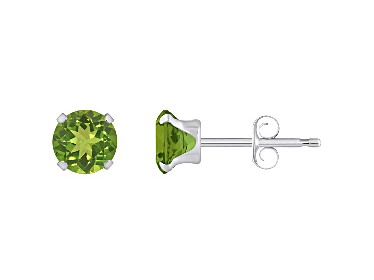 5mm Round Peridot Rhodium Over 10k White Gold Stud Earrings