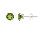 5mm Round Peridot Rhodium Over 10k White Gold Stud Earrings