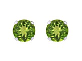 5mm Round Peridot Rhodium Over 10k White Gold Stud Earrings