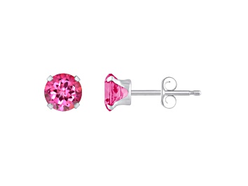 Picture of 5mm Round Pink Topaz Rhodium Over 10k White Gold Stud Earrings