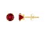 5mm Round Lab Created Ruby 10k Yellow Gold Stud Earrings