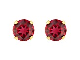 5mm Round Created Ruby 10k Yellow Gold Stud Earrings