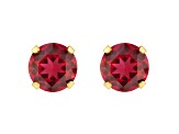 5mm Round Lab Created Ruby 10k Yellow Gold Stud Earrings