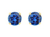 5mm Round Created Sapphire 10k Yellow Gold Stud Earrings