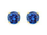 5mm Round Lab Created Sapphire 10k Yellow Gold Stud Earrings