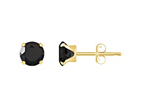 5mm Round Black Onyx 10k Yellow Gold Stud Earrings