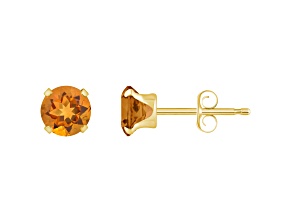 5mm Round Citrine 10k Yellow Gold Stud Earrings