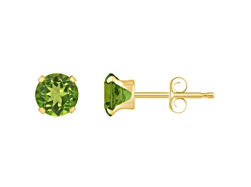 Picture of 5mm Round Peridot 10k Yellow Gold Stud Earrings