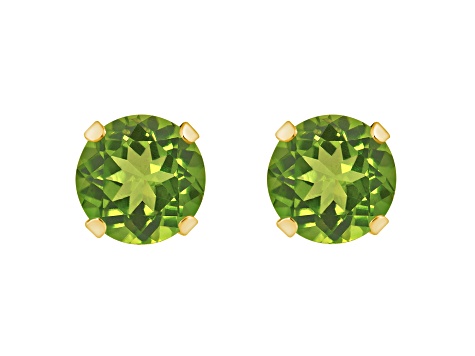 5mm Round Peridot 10k Yellow Gold Stud Earrings