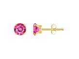 5mm Round Pink Topaz 10k Yellow Gold Stud Earrings