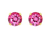 5mm Round Pink Topaz 10k Yellow Gold Stud Earrings