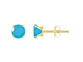 5mm Round Turquoise 10k Yellow Gold Stud Earrings