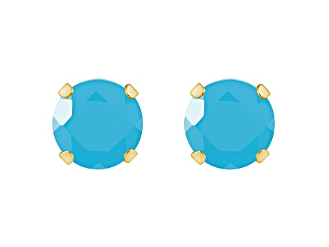 5mm Round Turquoise 10k Yellow Gold Stud Earrings