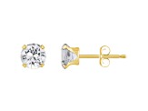 5mm Round White Topaz 10k Yellow Gold Stud Earrings