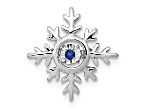 Rhodium Over 14k White Gold Vibrant Moving Sapphire Snowflake Chain Slide Pendant