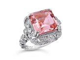 Judith Ripka 5.40ct Morganite Simulant & 0.2ctw Bella Luce® Rhodium Over Sterling Silver Ring