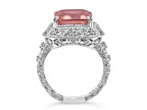 Judith Ripka 5.40ct Morganite Simulant & 0.2ctw Bella Luce® Rhodium Over Sterling Silver Ring