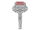 Judith Ripka 5.40ct Morganite Simulant & 0.2ctw Bella Luce® Rhodium Over Sterling Silver Ring