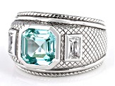 Judith Ripka Lab Blue Spinel and Bella Luce® Rhodium Over Sterling Silver Textured Cocktail Ring