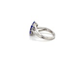 Rhodium Over Sterling Silver Oval Tanzanite and White Zircon Ring 1.96ctw