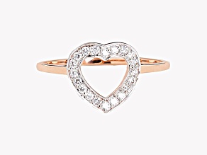 Lab Grown Diamond 10K Rose Gold Open Design Heart Shape Ring, 0.22ctw