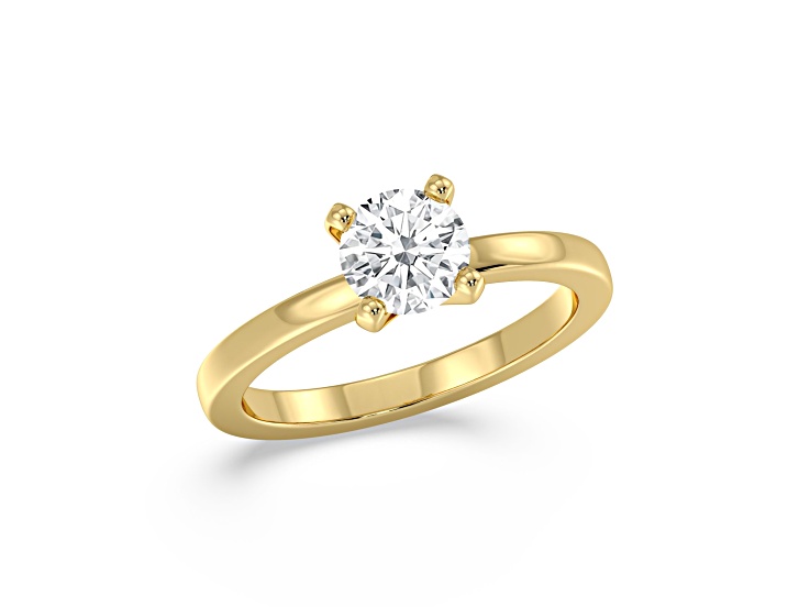 Round White Lab Grown Diamond Ring 14k Yellow Gold 1.00ctw.
