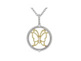 Judith Ripka Two-Tone Butterfly Necklace with White Topaz Accents