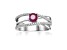 Round Ruby with White Sapphire Accents Sterling Silver Crossover Open Design Ring, 0.65ctw