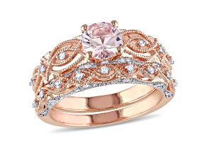 Morganite and Diamond 10K Rose Gold Ring 1.09ctw