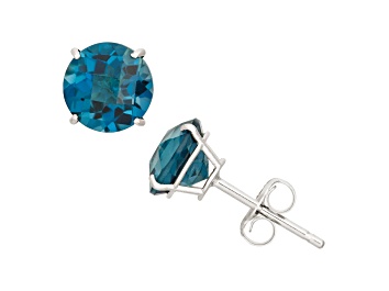 Picture of London Blue Topaz 10K White Gold Stud Earrings 2.00ctw