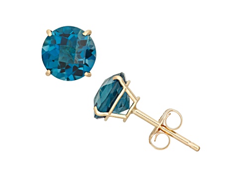 London Blue Topaz 10K Yellow Gold Stud Earrings 2.00ctw