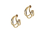 Gold Tone over Sophisticated Steel Polished Open Triple Hoop Earrings