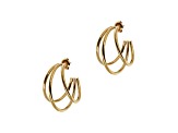 Gold Tone over Sophisticated Steel Polished Open Triple Hoop Earrings