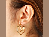 Gold Tone over Sophisticated Steel Polished Open Triple Hoop Earrings