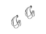 Sophisticated Steel Polished Open Triple Hoop Earrings