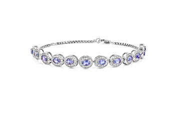 Picture of Purple Tanzanite and White Sapphire Sterling Silver Tennis Bracelet