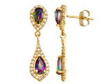 Mystic Fire® Green Topaz 10K Yellow Gold Dangle Earrings 1.10ctw