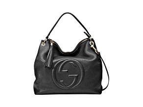 Gucci Black GG Disco Soho Leather Convertible Hobo Shoulder Bag