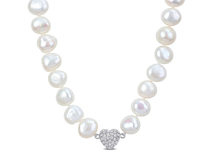11-12MM Freshwater Cultured Pearl Strand with Heart Magnetic Clasp