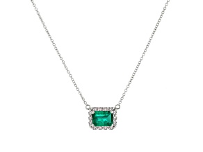 0.25ctw Emerald and Diamond Pendant in 14k White Gold