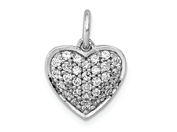 Picture of Rhodium Over 14k White Gold Diamond Heart Pendant