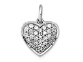 Rhodium Over 14k White Gold Diamond Heart Pendant