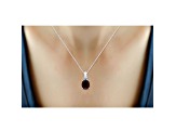 Red Garnet And White Diamond Rhodium Over Sterling Silver Pendant With Chain 2.87ctw