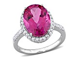 7.50ctw Pink And White Topaz 14k White Gold Ring